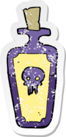 retro distressed sticker of a cartoon potion bottle png