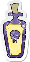 autocollant rétro en détresse d'une bouteille de potion de dessin animé png