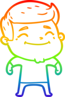 rainbow gradient line drawing happy cartoon man png