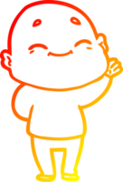 warm gradient line drawing cartoon happy bald man png