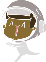 happy flat color style cartoon astronaut running png