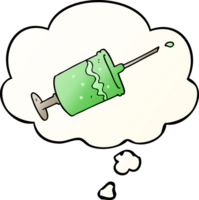 cartoon syringe needle and thought bubble in smooth gradient style png