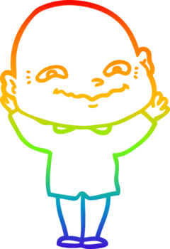 rainbow gradient line drawing cartoon creepy guy png