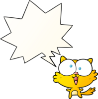 cute cartoon crazy cat and speech bubble in smooth gradient style png