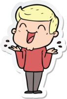 sticker of a cartoon man laughing png