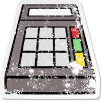 distressed sticker of a cute cartoon school calculator png