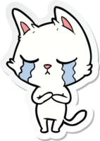 sticker of a crying cartoon cat png