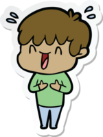 sticker of a cartoon laughing boy png