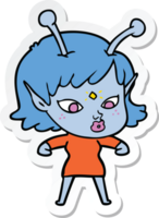 pegatina de una bonita chica alienígena de dibujos animados png