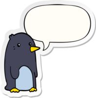 pingüino de dibujos animados y etiqueta engomada de la burbuja del discurso png