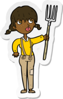 sticker of a cartoon farmer girl png