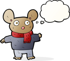cartoon mouse in clothes with thought bubble png