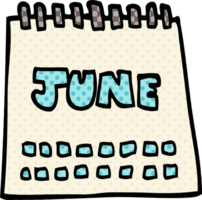 cartoon doodle calendar showing month of june png