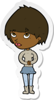 sticker of a cartoon nervous woman png