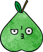 poire verte de dessin animé texture grunge rétro png