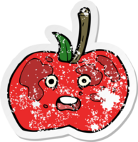 adesivo retrô angustiado de uma maçã de desenho animado png