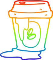 dibujo de línea de gradiente de arco iris dibujos animados de taza de café desordenado png