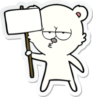 Aufkleber eines gelangweilten Eisbären-Cartoons mit Schild png