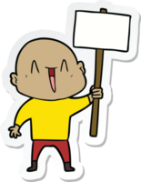 sticker of a happy cartoon bald man png