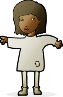 cartoon vrouw in gepatchte kleding png