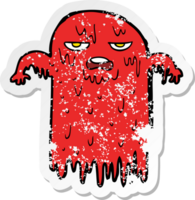 adesivo retrô angustiado de um fantasma assustador de desenho animado png