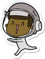 adesivo de um astronauta de desenho animado feliz correndo png