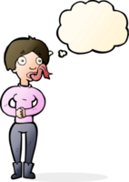 cartone animato donna con serpente lingua con pensato bolla png