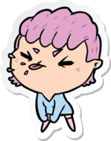 sticker of a cartoon rude girl png