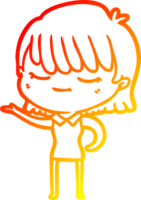 warm gradient line drawing cartoon woman png