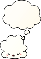 nuage de dessin animé mignon et bulle de pensée dans un style de dégradé lisse png