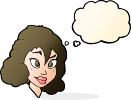 cartoon pretty woman with thought bubble png
