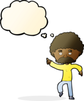 cartoon seventies style man disco dancing with thought bubble png