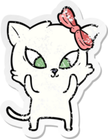 distressed sticker of a cartoon cat png