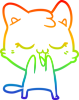 rainbow gradient line drawing cartoon cat png