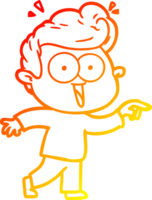 warm gradient line drawing cartoon excited man png