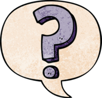 cartoon question mark and speech bubble in retro texture style png