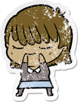 distressed sticker of a cartoon woman png