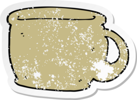 autocollant en détresse d'une tasse de café de dessin animé png