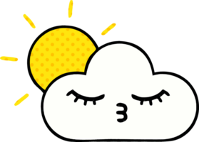 comic book style cartoon sunshine and cloud png