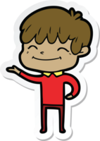 adesivo de um menino feliz de desenho animado png