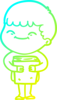cold gradient line drawing cartoon happy boy png