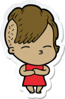 sticker of a cartoon squinting girl png