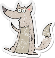 distressed sticker of a cartoon wolf png