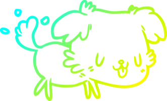 cold gradient line drawing cute dog wagging tail png