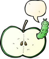 cartoon bug eating apple with speech bubble png