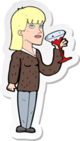 sticker of a cartoon woman drinking cocktail png