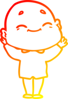 warm gradient line drawing cartoon happy bald man png