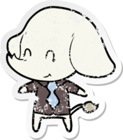 distressed sticker of a cute cartoon elephant boss png