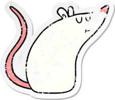 autocollant en détresse d'une souris blanche de dessin animé png