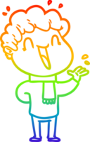 rainbow gradient line drawing cartoon happy man png